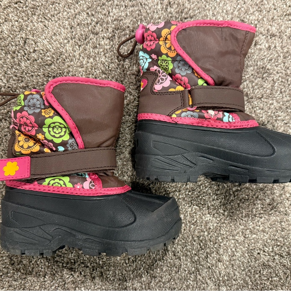 Athletech Girls’ Toddler Boots - Brown and Pink Floral